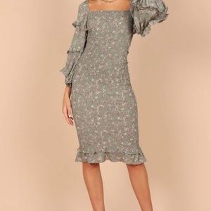 Large MIDI Dress Green Floral
